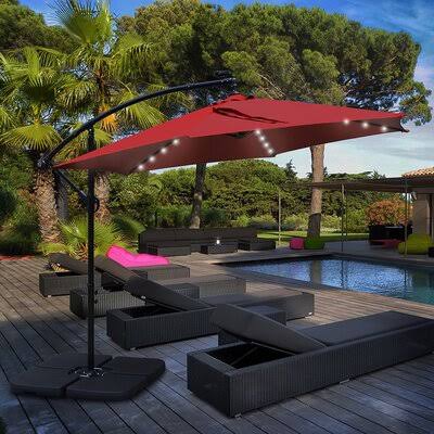 9x22 Lighted Cantilever Umbrella Red H280