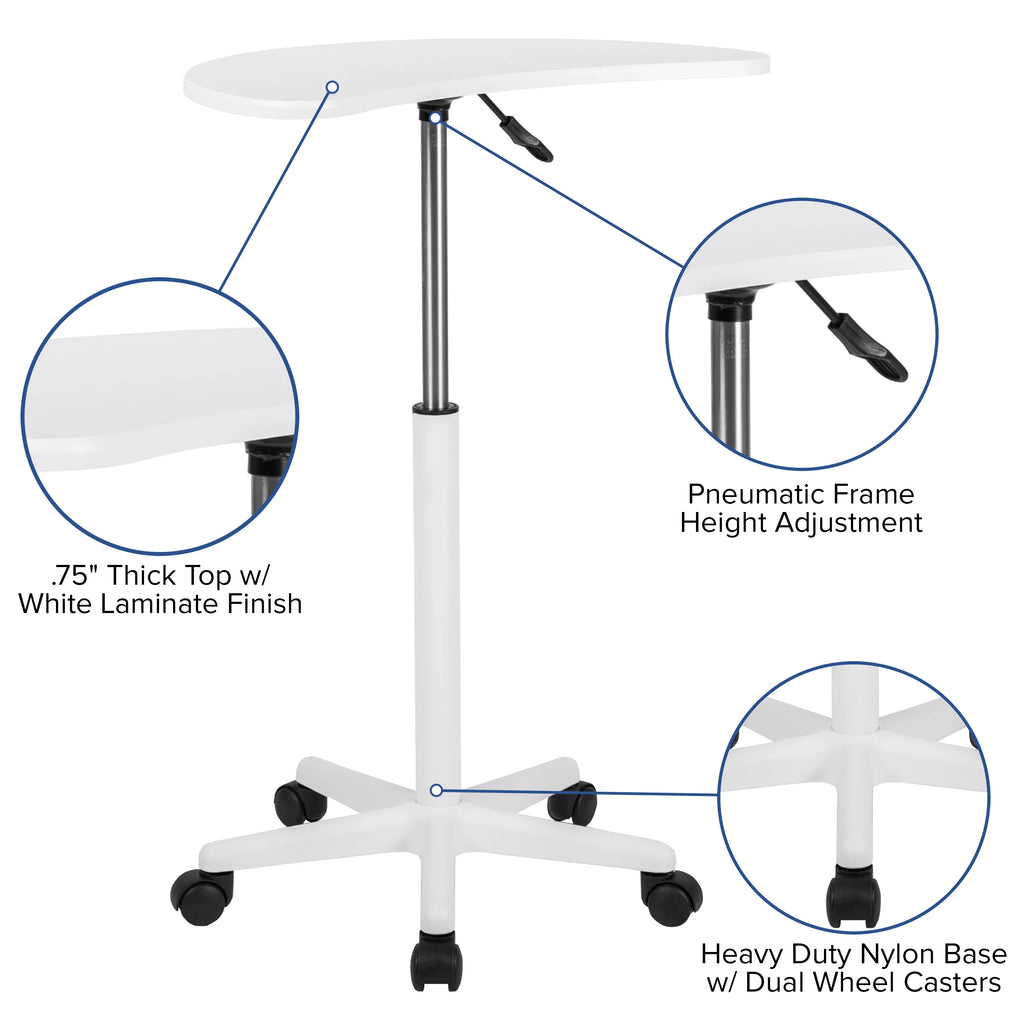 White Sit to Stand Mobile Laptop Desk O774048