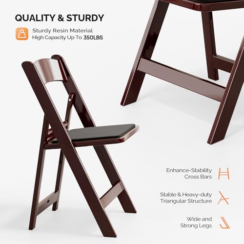 White 4 PC Resin Folding Chairs with Cushion U89386