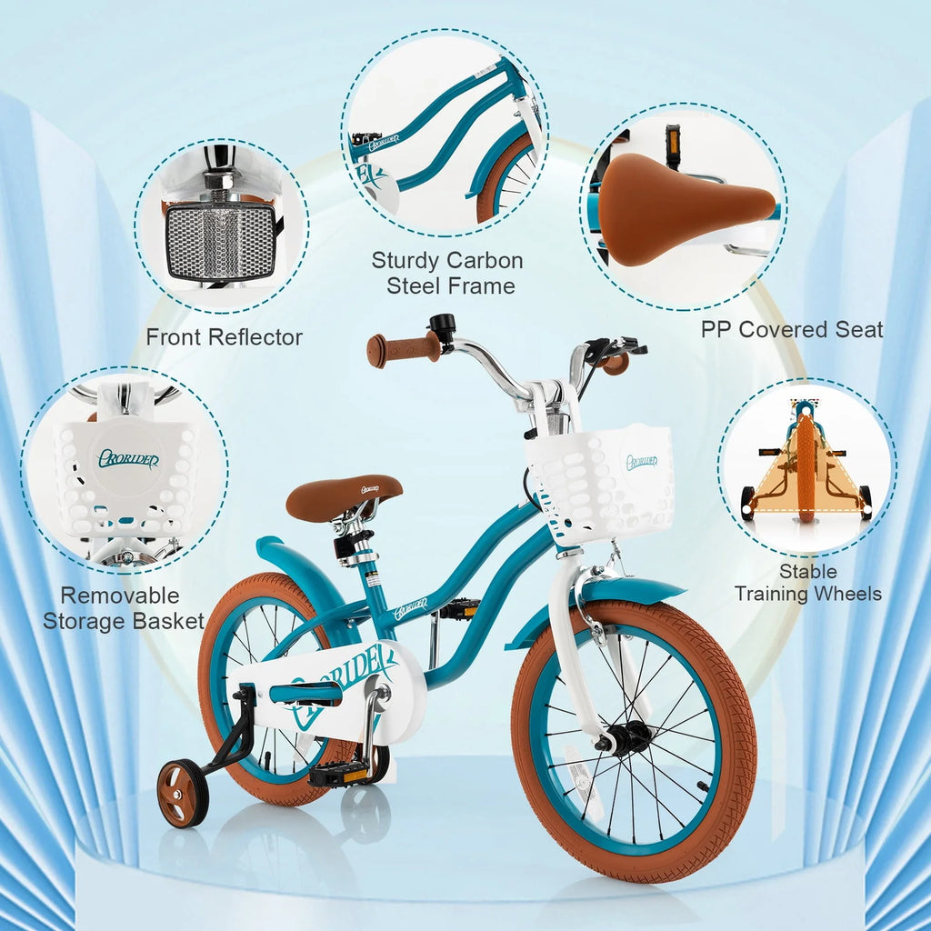 Green Adjustable Kids Bike with Training Wheel O947