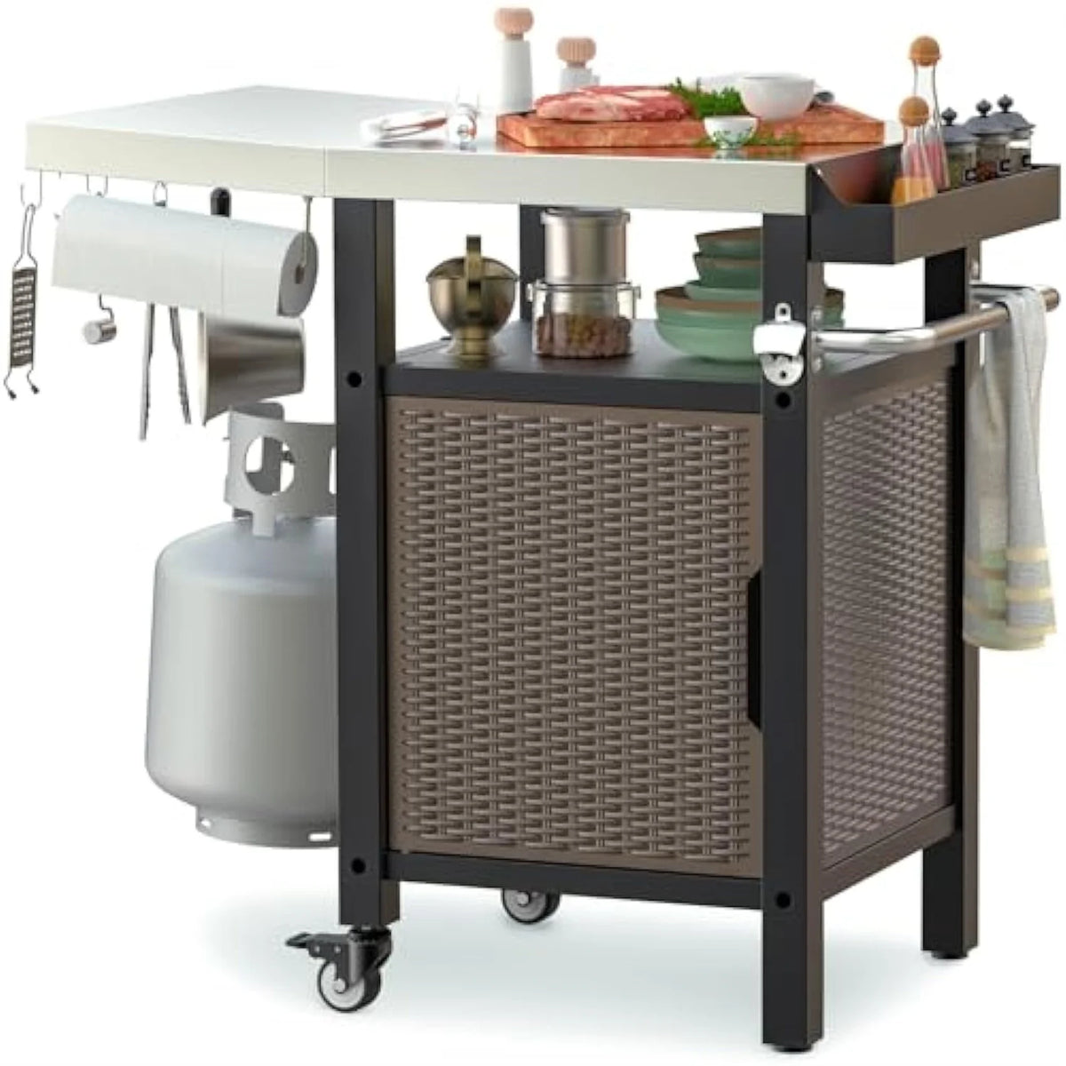 Stainless Pizza Oven Cart with Storage Cabinet A1772