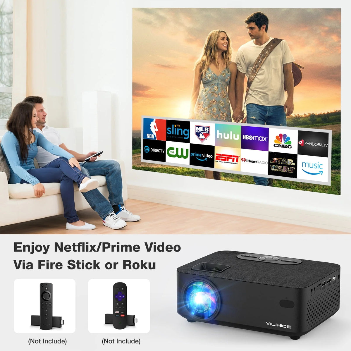 Mini WiFi Projector HD 1080P 240 LCD Display with Bluetooth C7481