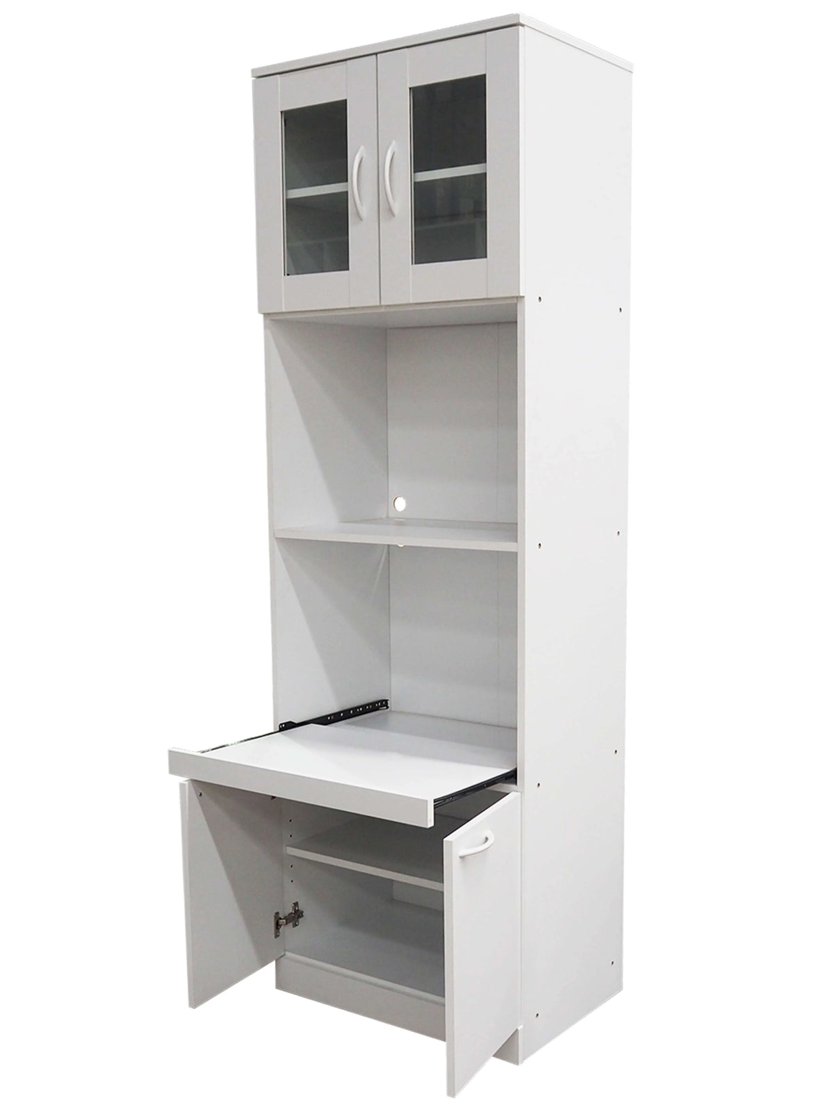 Tall White Kitchen Pantry Microwave Storage Cabinet I529256