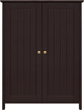 Gray Bathroom Storage Cabinet with Double Doors and Adjustable Shelves J917