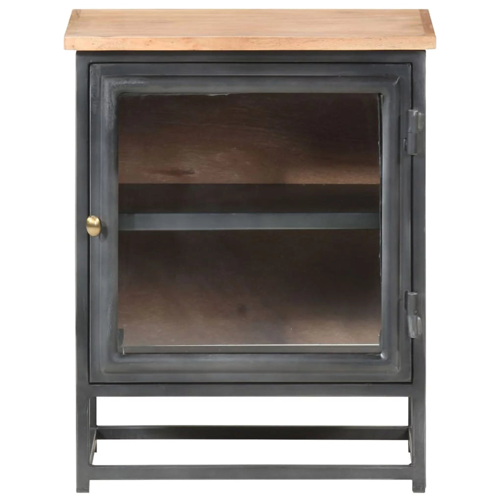 Gray Solid Acacia Wood Bedside Cabinet Z75357