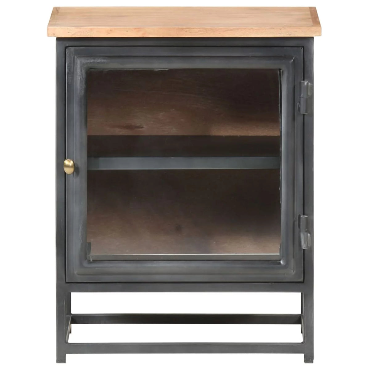 Gray Solid Acacia Wood Bedside Cabinet Z75357