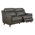 Gray Leather Gel Recliner Sofa with Power Outlet D5137