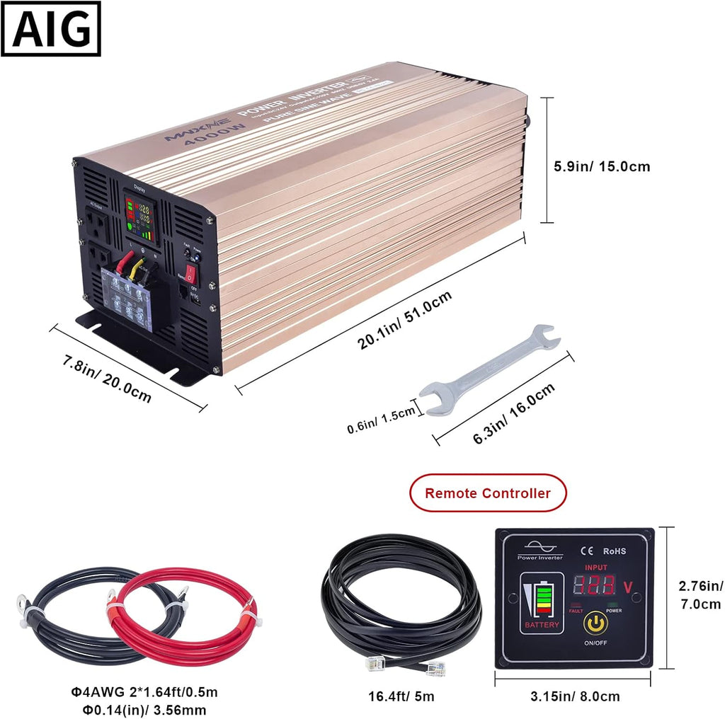 4000 Watts Pure Sine Wave Power Inverter with LCD Display and Remote Control R638937