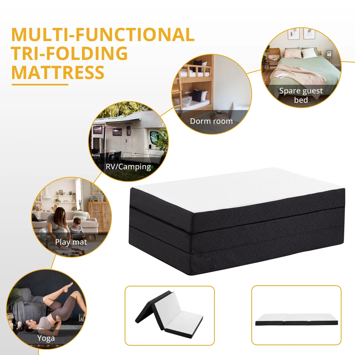 Queen Size Memory Foam Folding Mattress with Cover X739