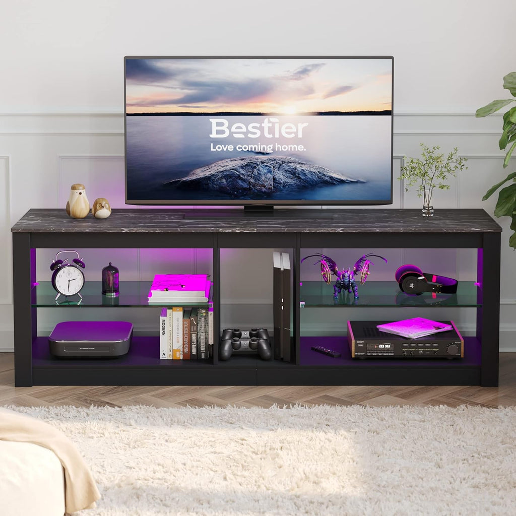 Rustic Brown 42 Inch TV Stand with Glass Shelf Z33194