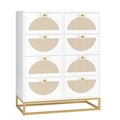 White 8 Drawer Rattan Wood Dresser S98592