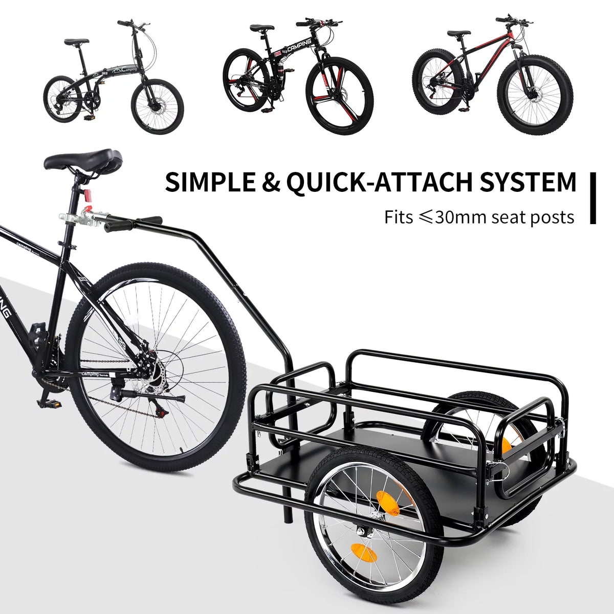 Foldable Bike Cargo Trailer with 16 Wheels, Black O5848