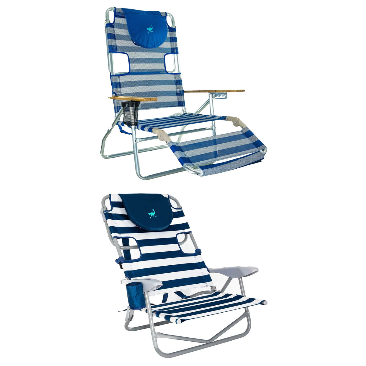 Striped Blue Reclining Beach Chair D56534