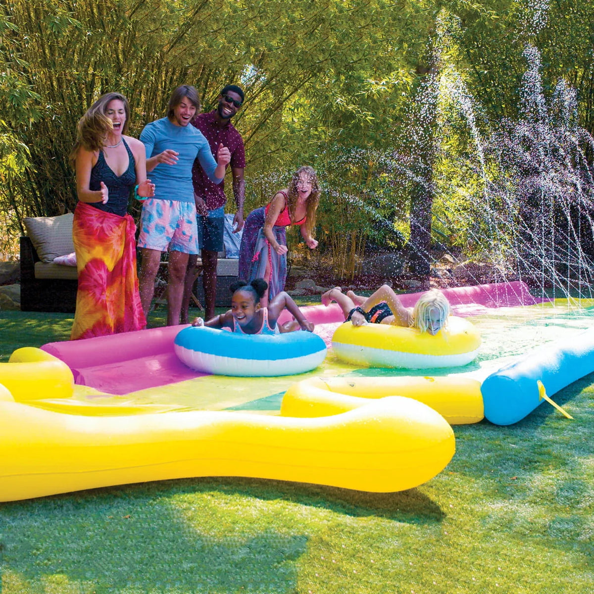40' x 8' Rainbow Star Super Slide with 2 Inflatable Sleds U994748