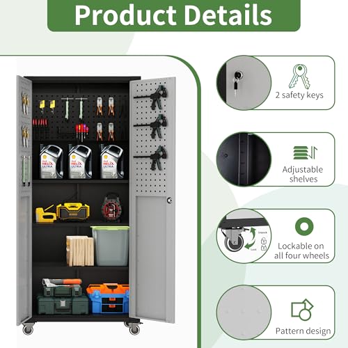 Metal Garage Storage Cabinet with Wheels K5254