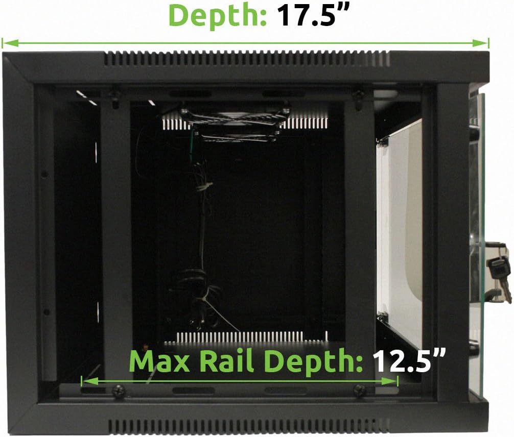 9U Wall Mount Server Cabinet Rack with Glass Door Locking Black N80134