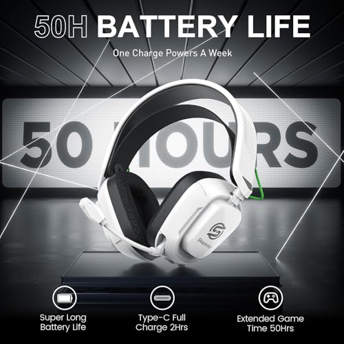 2.4GHz Wireless Gaming Headset with Noise Canceling Mic, Black White Z52537