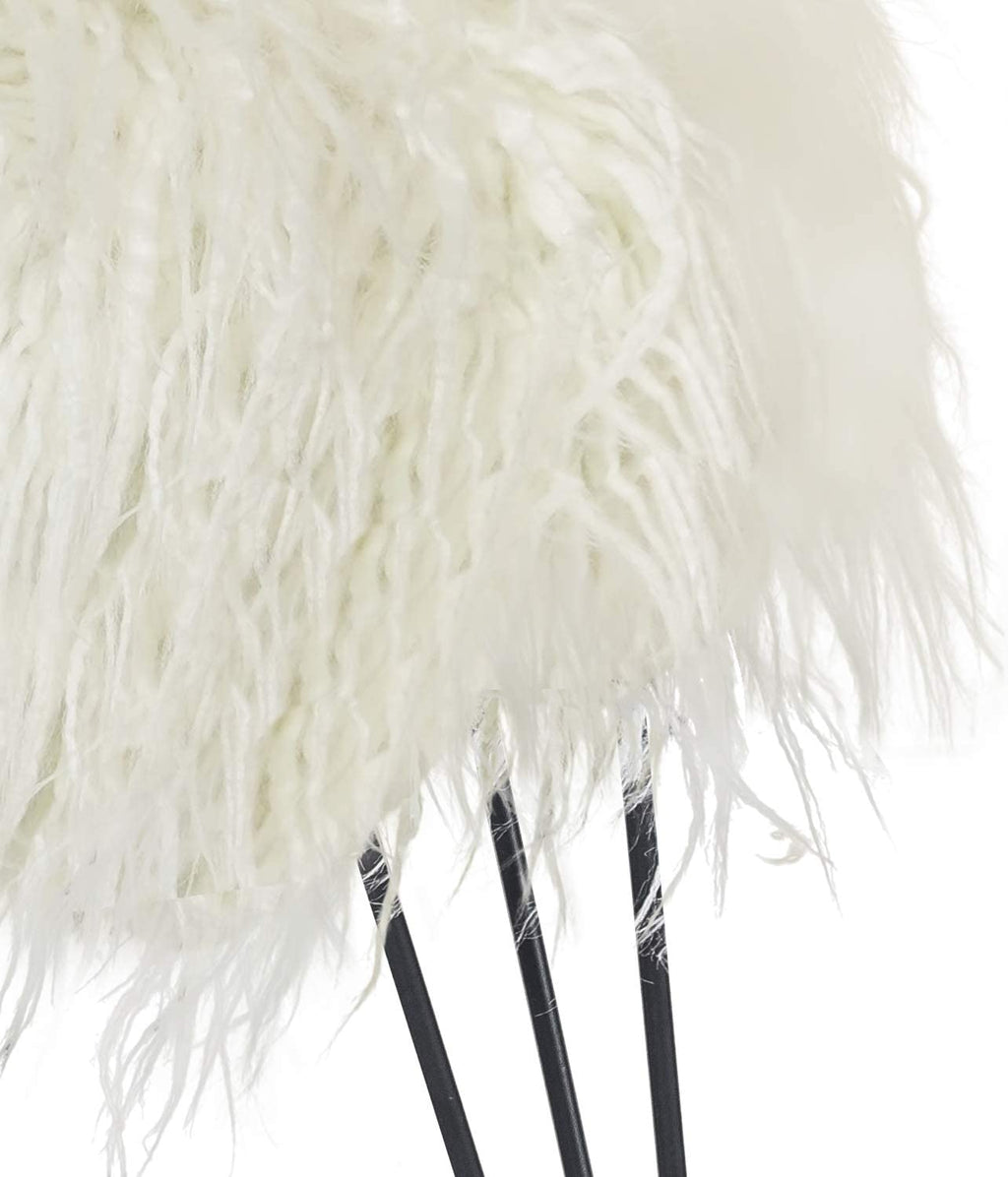 Faux Fur Ottoman Footrest with Metal Legs White X411