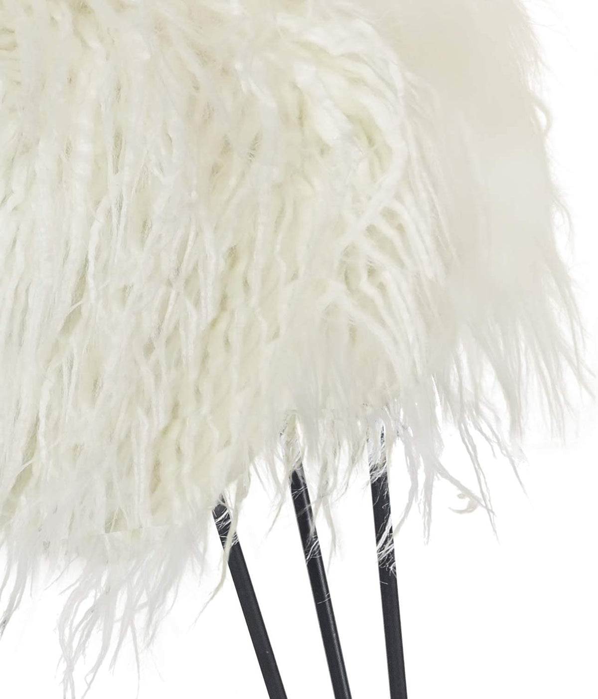 Faux Fur Ottoman Footrest with Metal Legs White X411