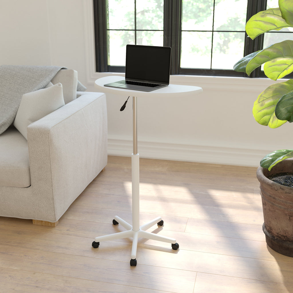 White Sit to Stand Mobile Laptop Desk O774048