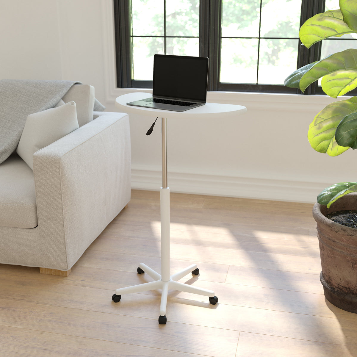 White Sit to Stand Mobile Laptop Desk O774048
