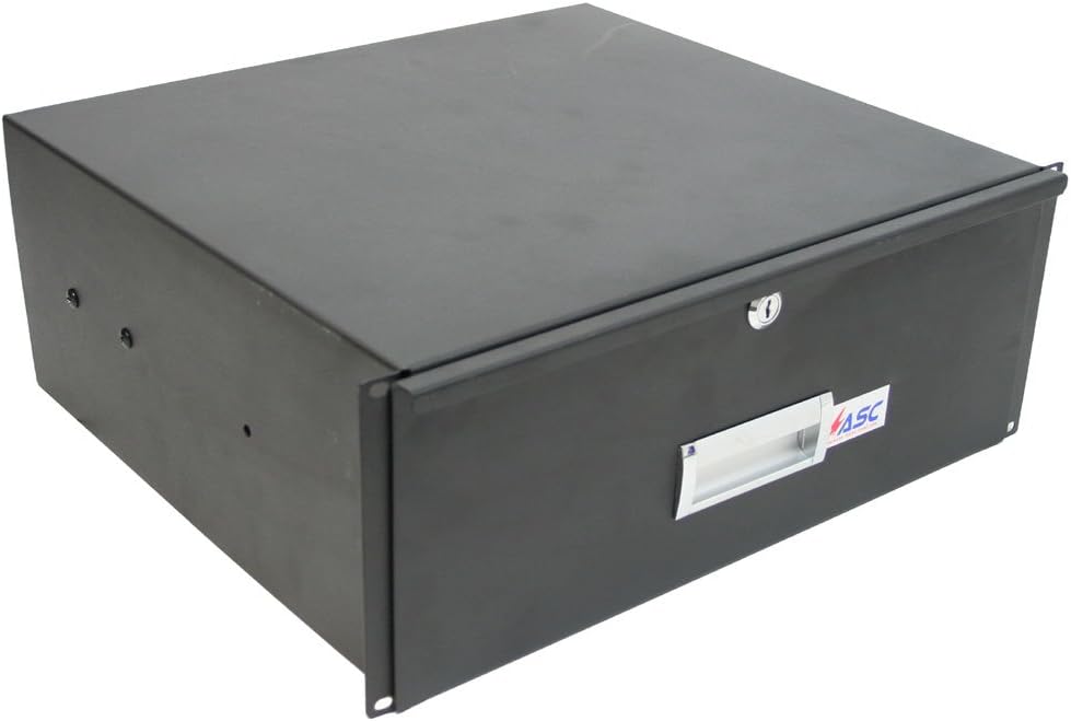 19 Rack Mount 4U Key Lock Drawer Black Z205368