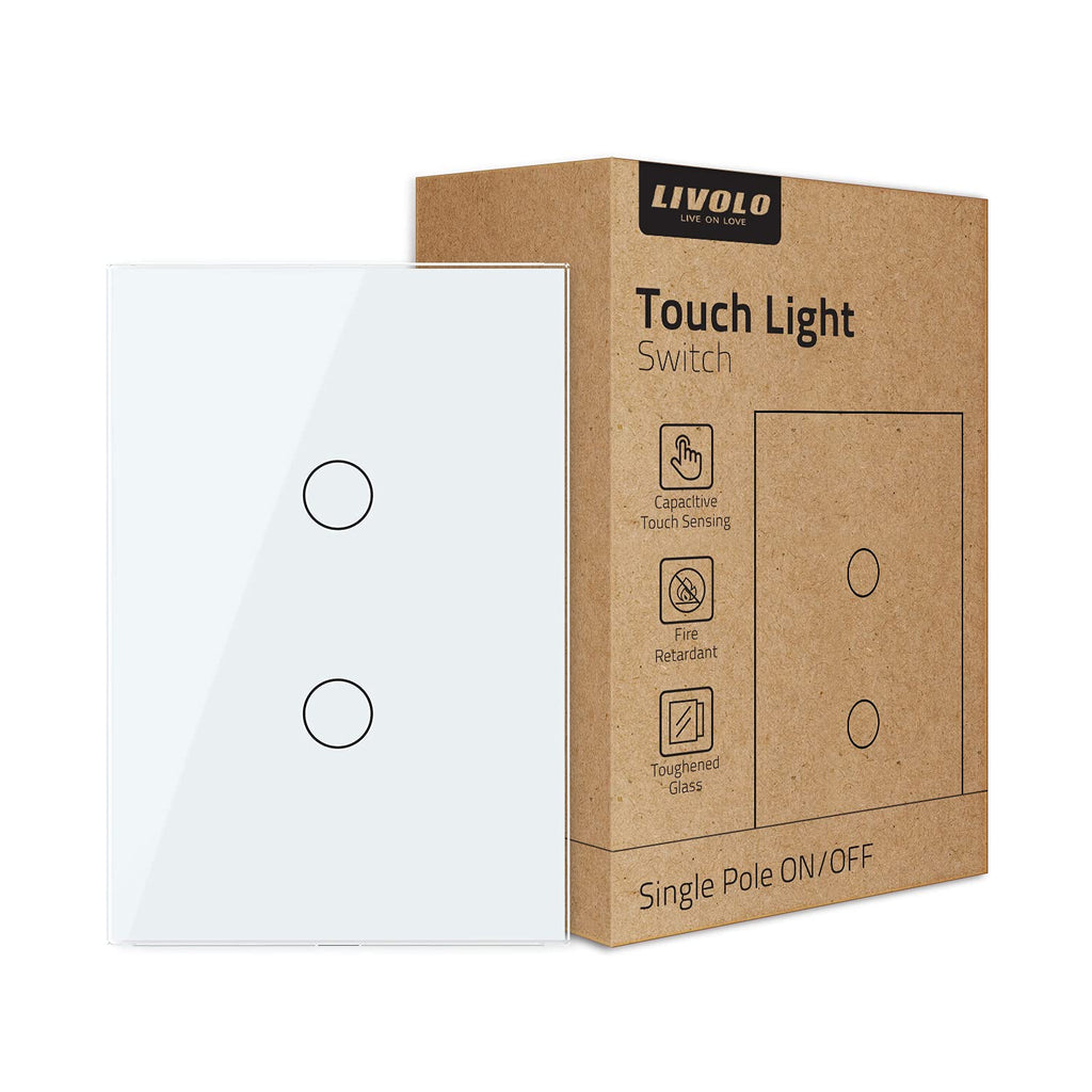 Black Wall Touch Light Switch, 2 Gang 1 Way N919