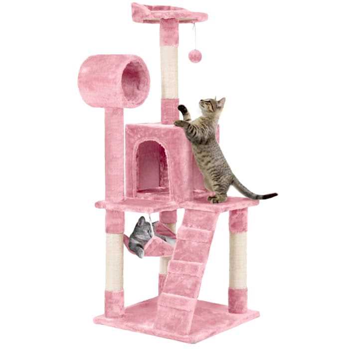 Plush Cat Tree Condo with Hammock Tunnel D181