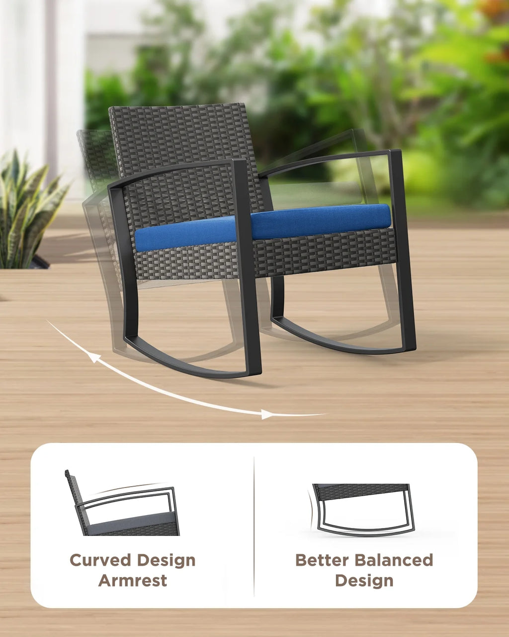 3-Piece Patio Wicker Chairs Set with Coffee Table Q4165