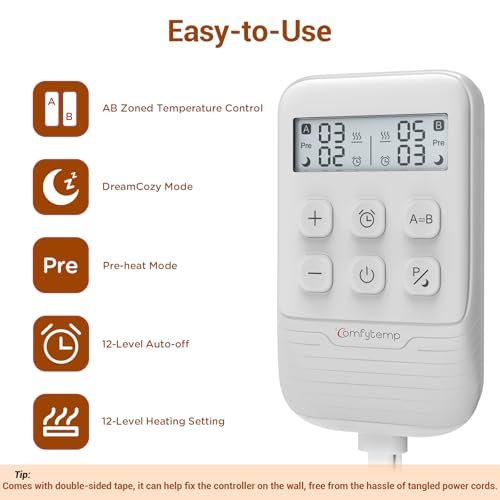 Queen Heated Mattress Pad with Dual Zone Control C9644