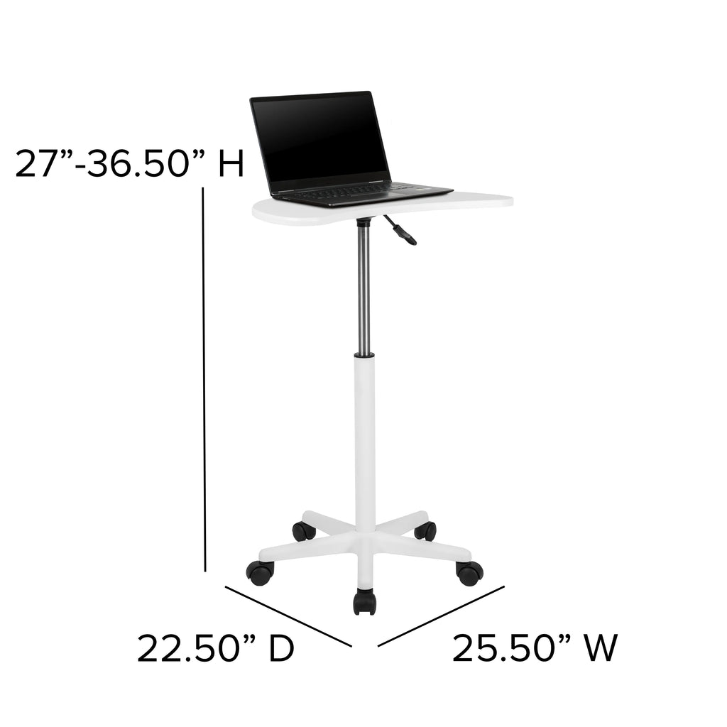 White Sit to Stand Mobile Laptop Desk O774048