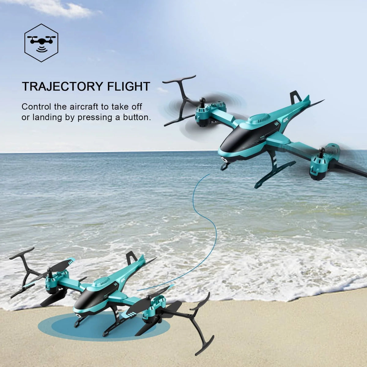 Blue RC Helicopter Drone with 1080P HD Camera O70173