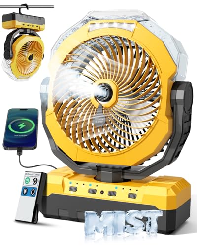 460ml Portable Misting Fan with 24000mAh Rechargeable Battery, Black B690