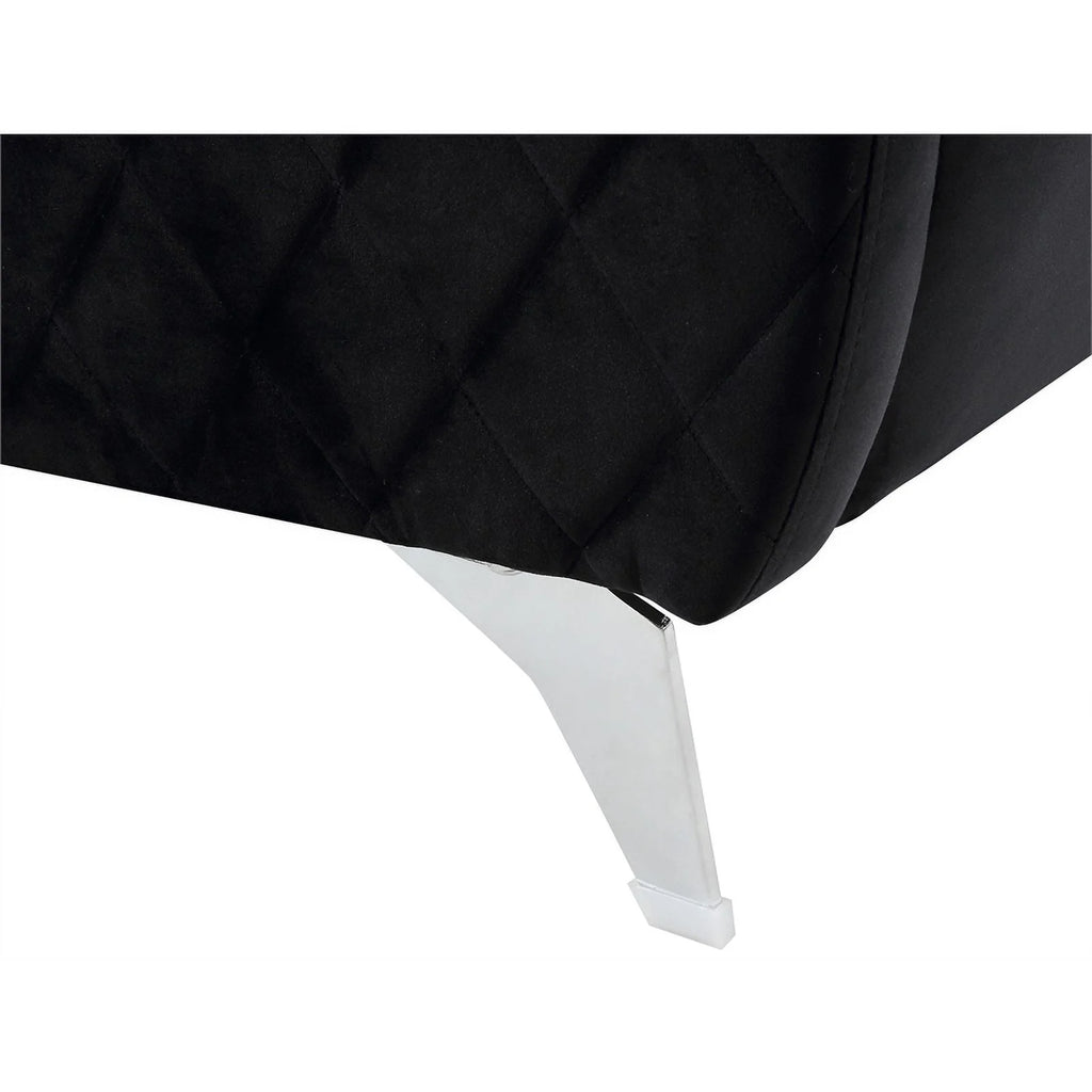 Black Velvet Sofa with Chrome Metal Legs M8070