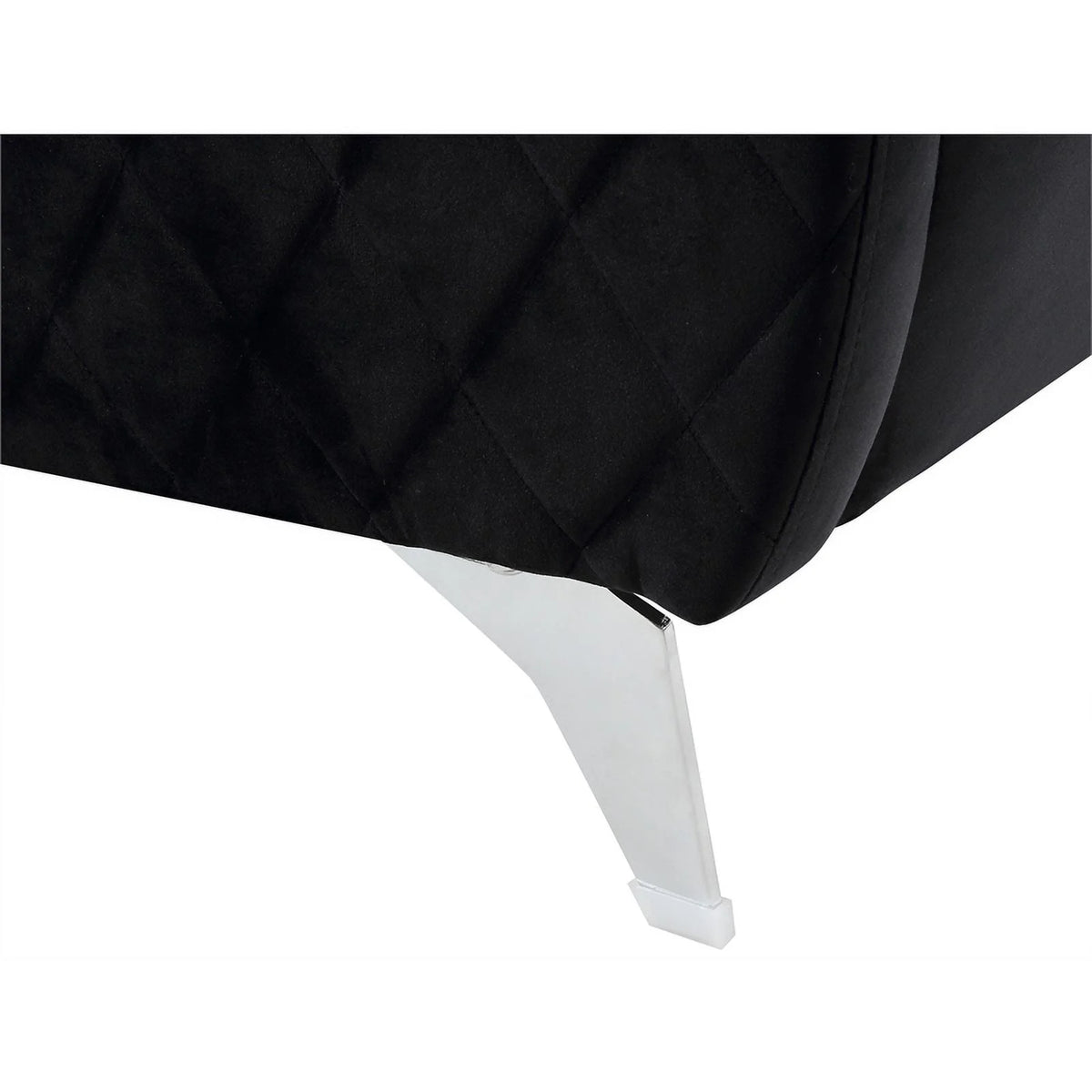 Black Velvet Sofa with Chrome Metal Legs M8070