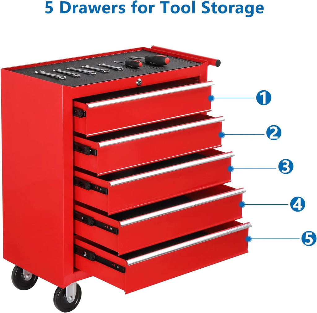 5 Drawer Rolling Tool Chest with Lock & Key C380