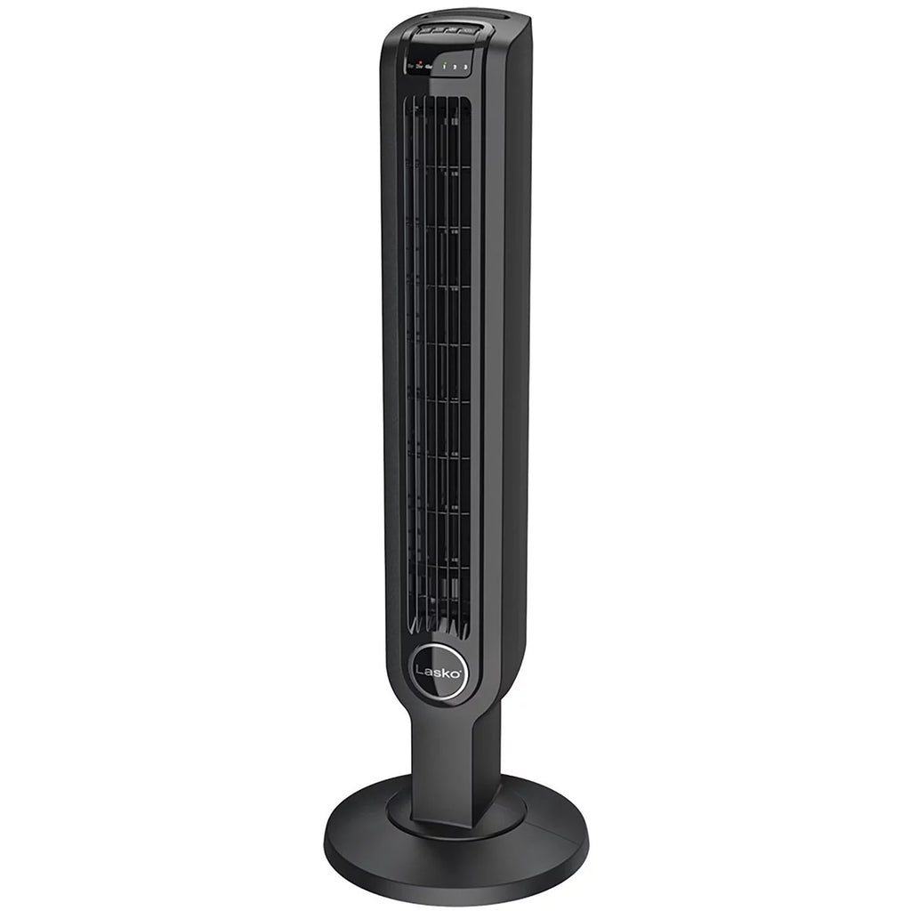 Black 3-Speed Oscillating Tower Fan with Timer and Remote V4577