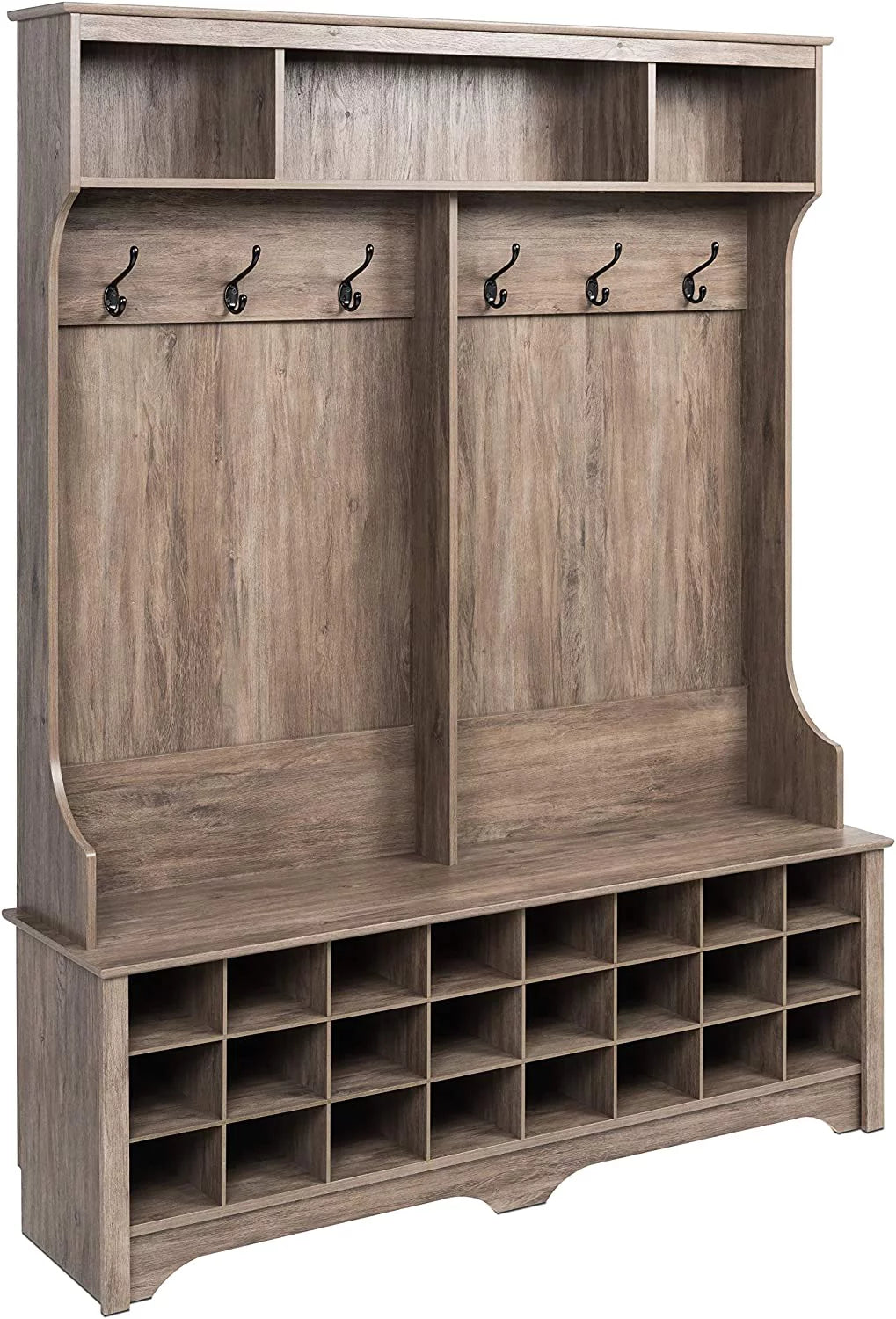 Gray Hall Tree with Bench and Shoe Storage L8522