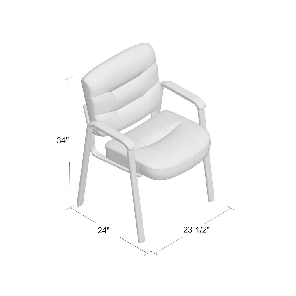 Black Leather Guest Chair with Steel Frame H615