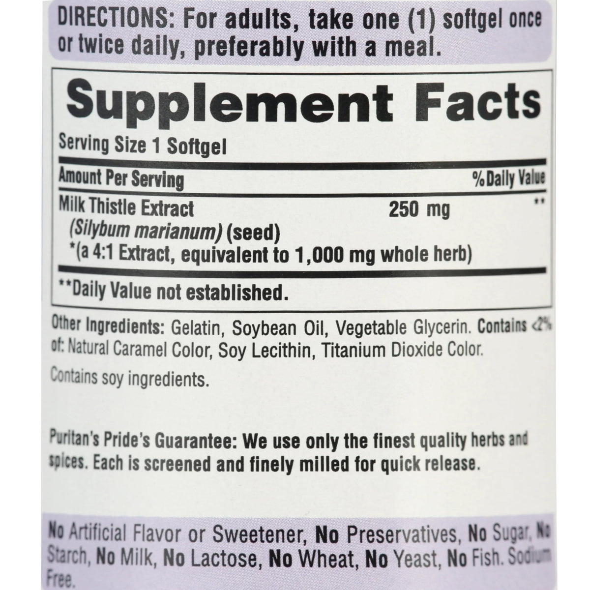 Milk Thistle 4:1 Extract 1000 Mg Softgels B85946