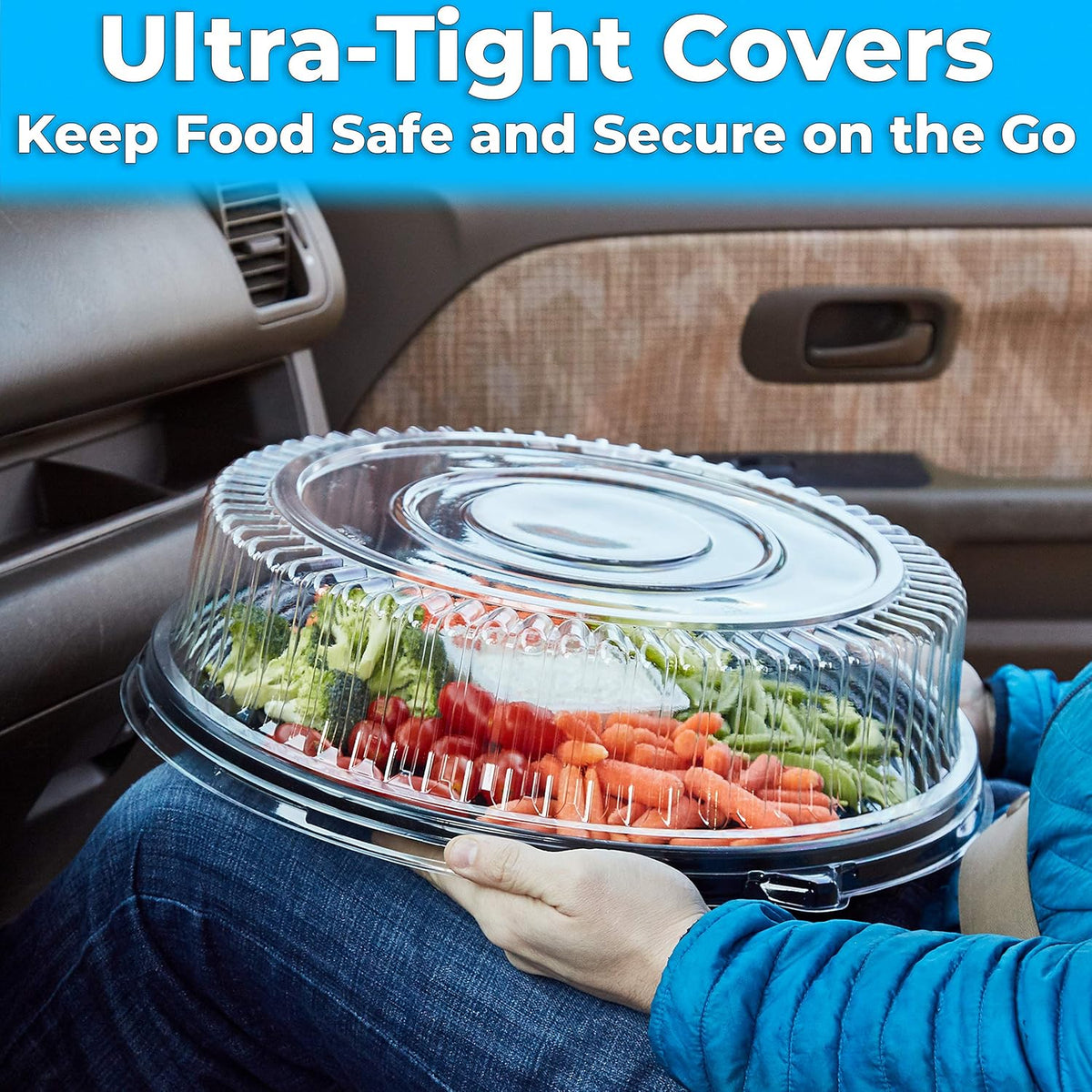 Black Plastic 16 in. Serving Tray and Lid 5pk A23046