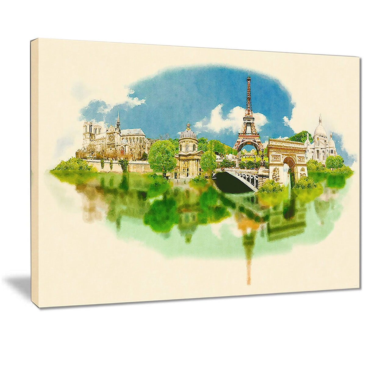 Beige Cityscape Watercolor Canvas Print G113