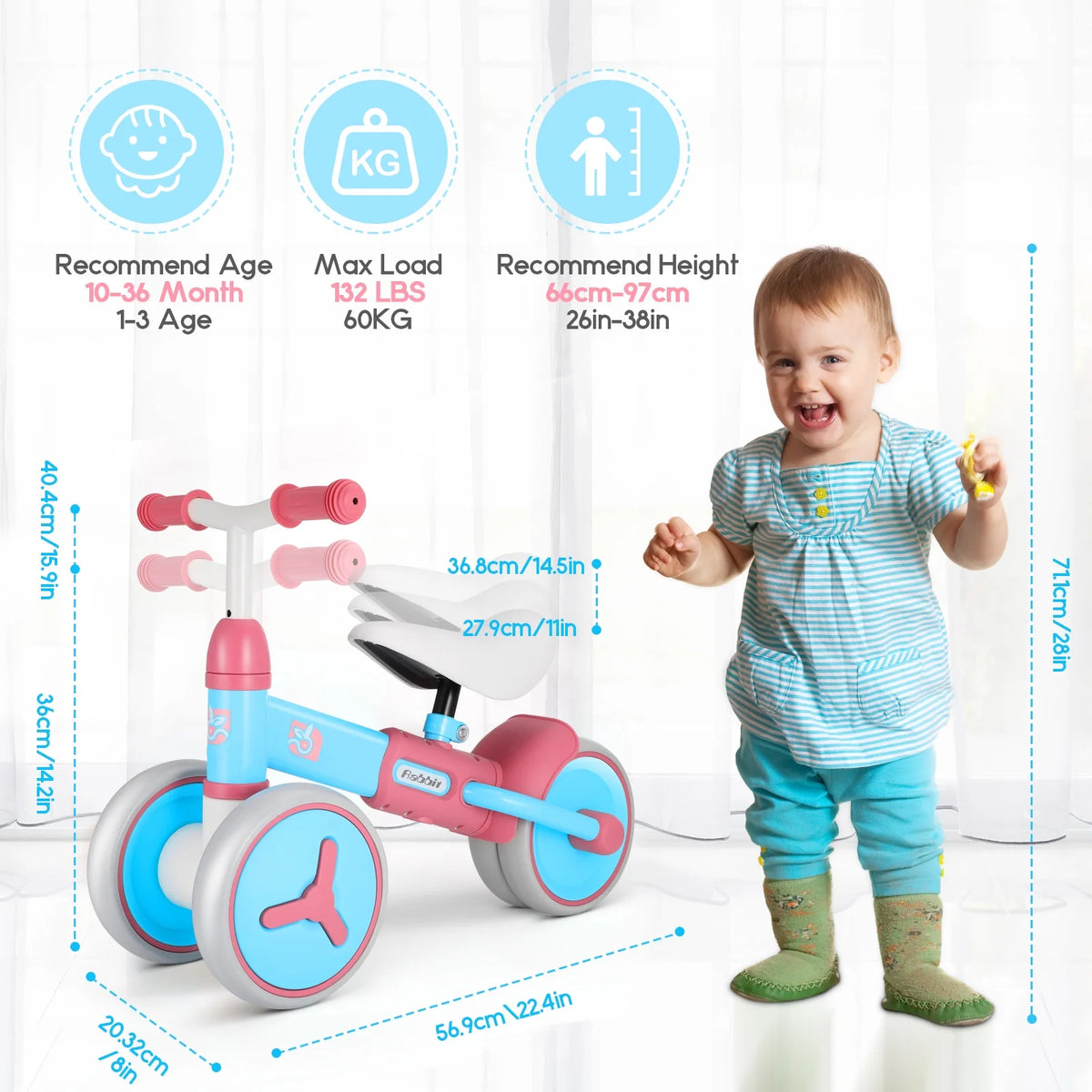 Baby Balance Bike with 4 Wheels W77023