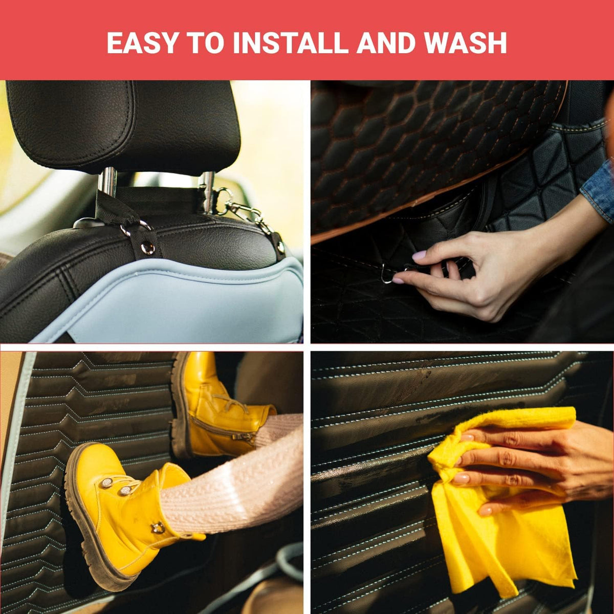 Black Brown Tan Kick Mats Back Seat Protector C7012