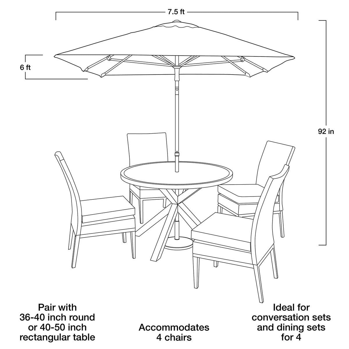 6 x 7.5 Foot Push-Up Rectangular Market Umbrella Tan D636