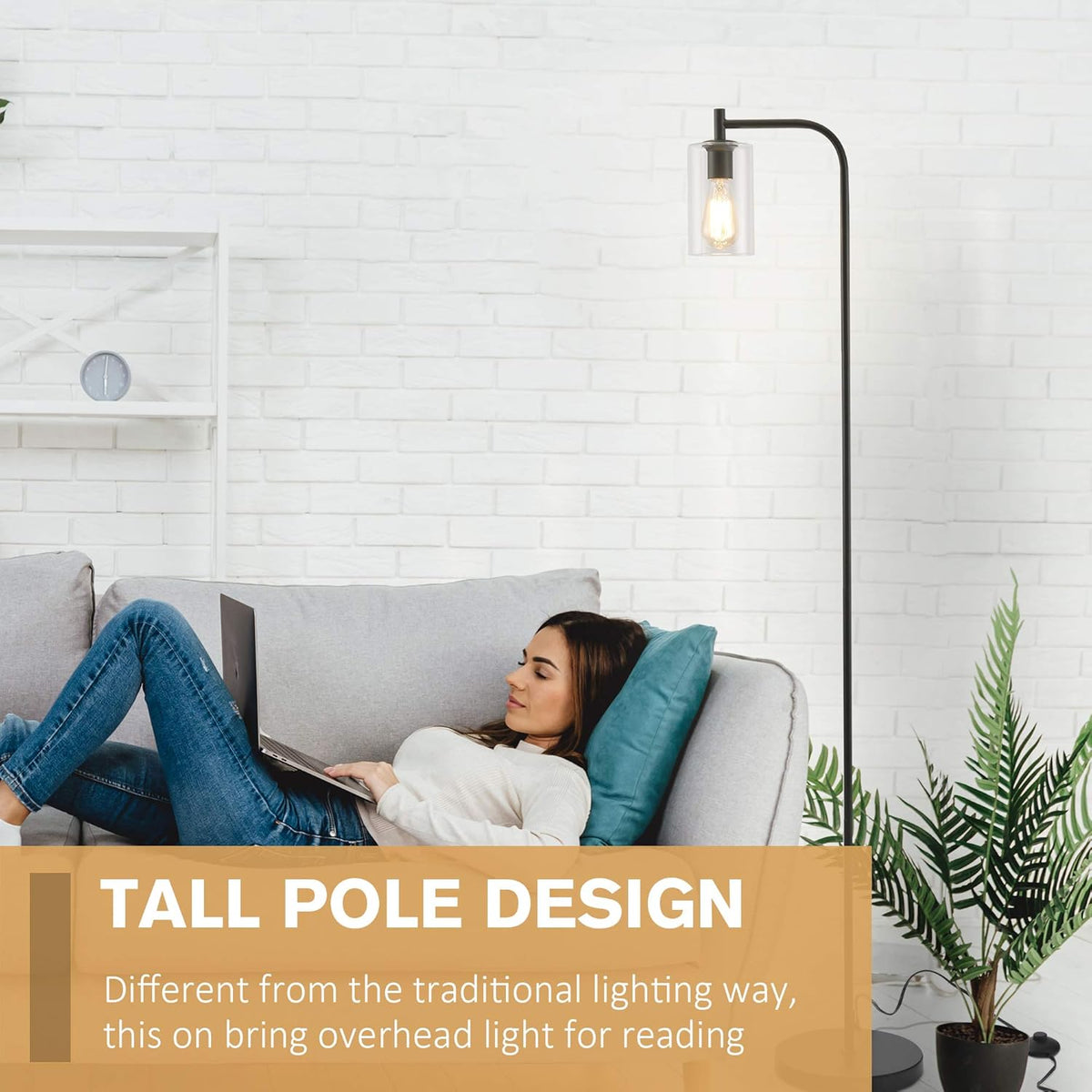 Black Floor Lamp with Glass Shade H869414