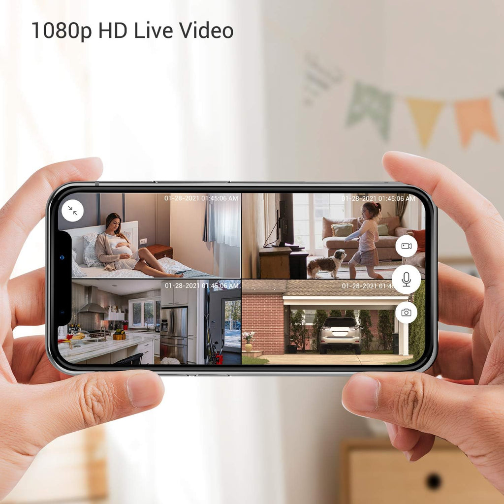 1080p Full HD Wifi Outdoor Security Cameras with Night Vision, IP 66 Weatherproof, 4 Pack F76879