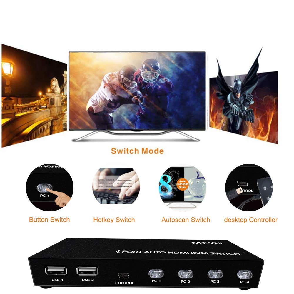 4 Port 4K HDMI KVM Switch with 4 USB Ports K932