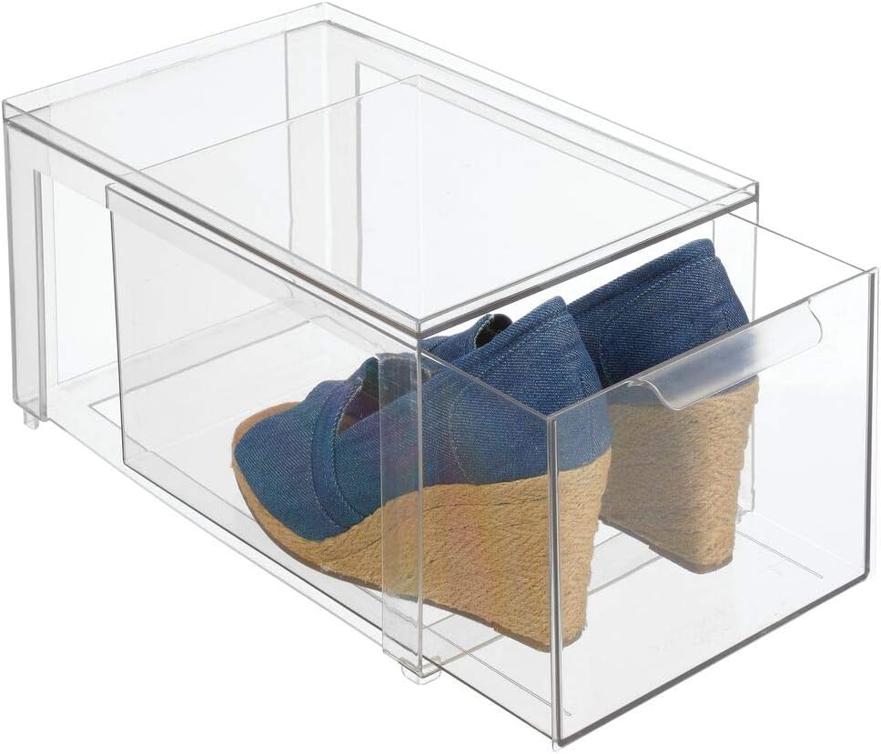 Clear 4 Pack Plastic Stackable Storage Drawer E791