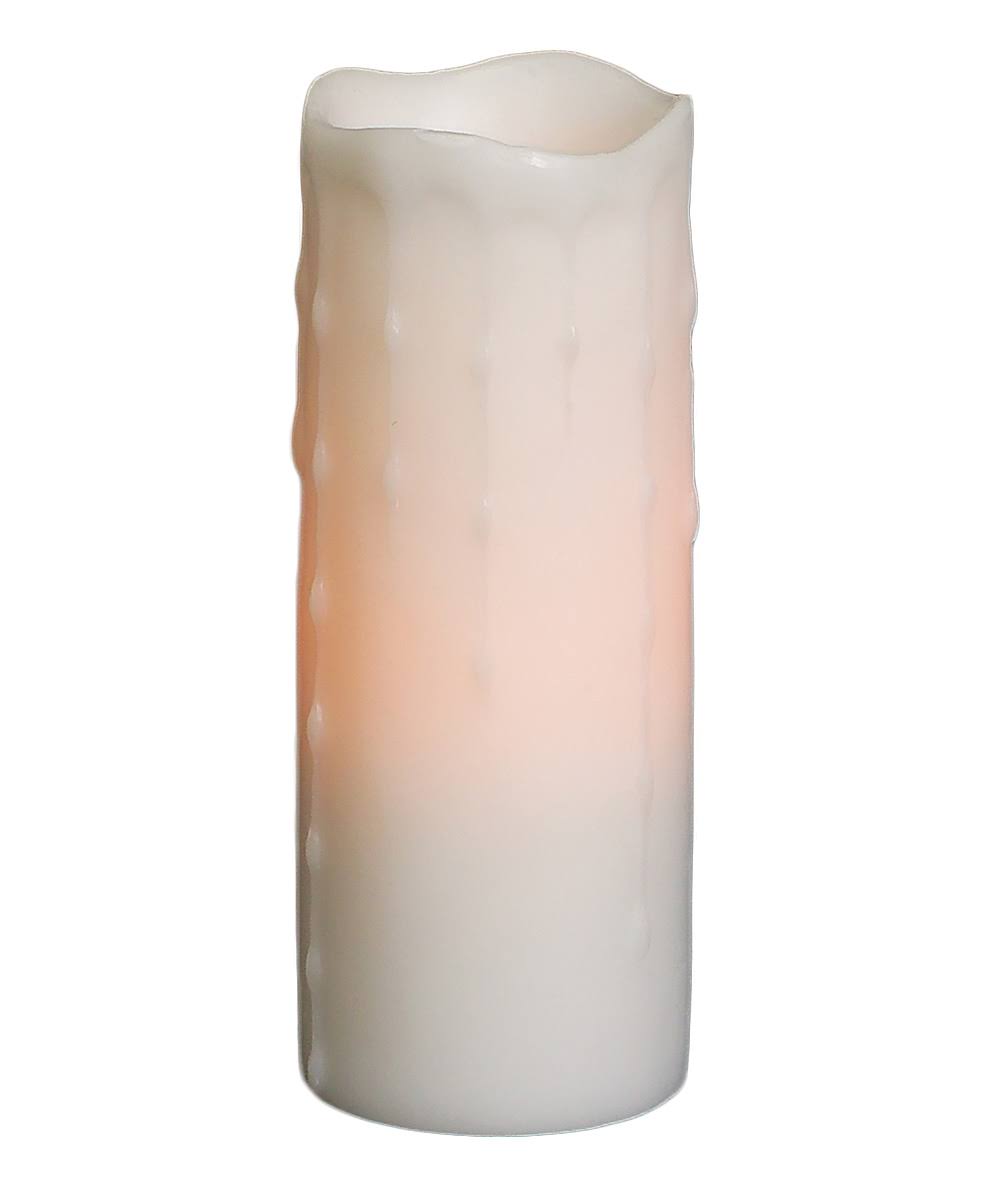 White LED Wax Dripping Pillar Candle Set of 3 G38535